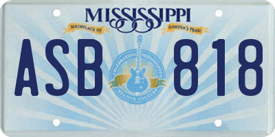 MS license plate ASB818