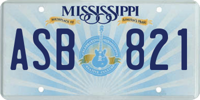 MS license plate ASB821