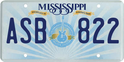 MS license plate ASB822