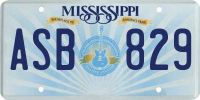 MS license plate ASB829