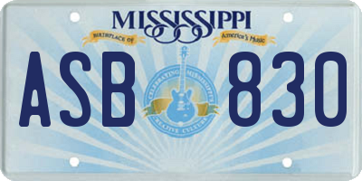 MS license plate ASB830