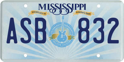 MS license plate ASB832