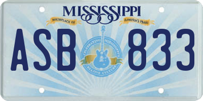 MS license plate ASB833