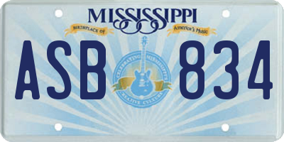 MS license plate ASB834