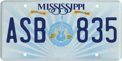 MS license plate ASB835