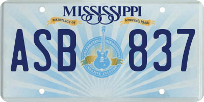 MS license plate ASB837