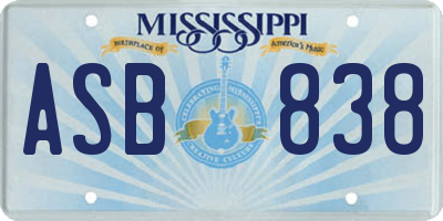 MS license plate ASB838