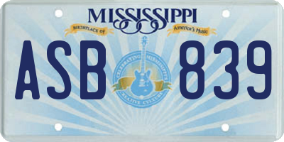 MS license plate ASB839
