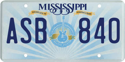 MS license plate ASB840