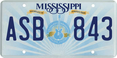 MS license plate ASB843