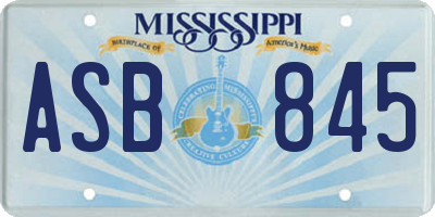 MS license plate ASB845