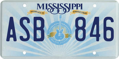 MS license plate ASB846