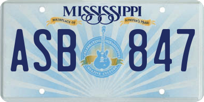 MS license plate ASB847