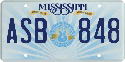 MS license plate ASB848