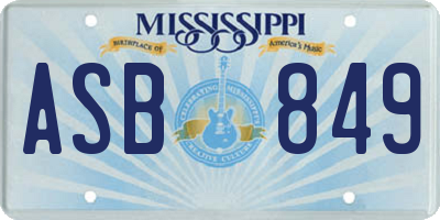 MS license plate ASB849