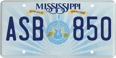 MS license plate ASB850