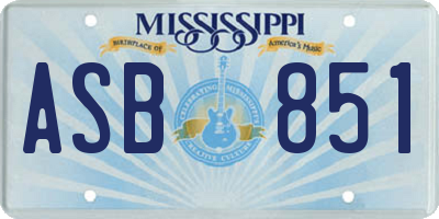 MS license plate ASB851