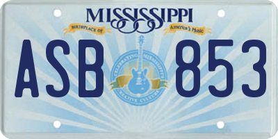MS license plate ASB853