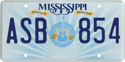 MS license plate ASB854