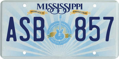 MS license plate ASB857