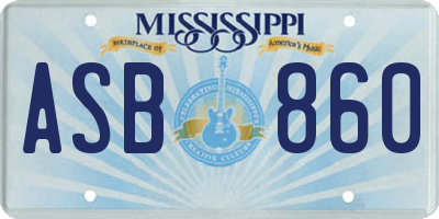 MS license plate ASB860
