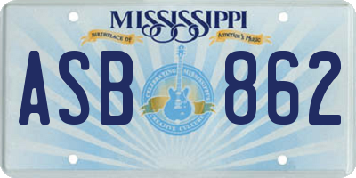 MS license plate ASB862