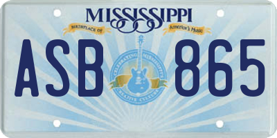 MS license plate ASB865