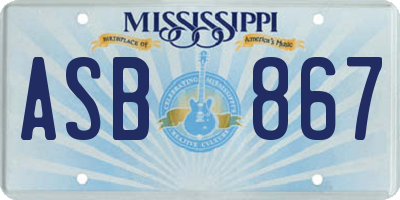 MS license plate ASB867