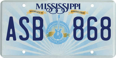 MS license plate ASB868