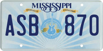 MS license plate ASB870