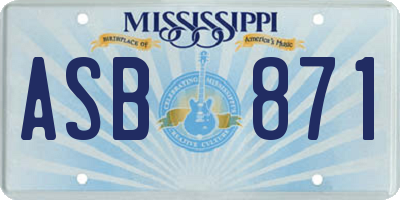MS license plate ASB871