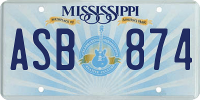 MS license plate ASB874