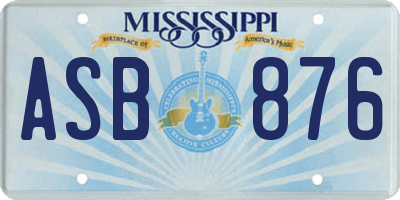 MS license plate ASB876