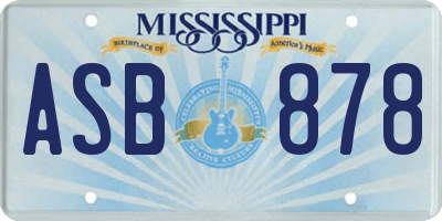 MS license plate ASB878