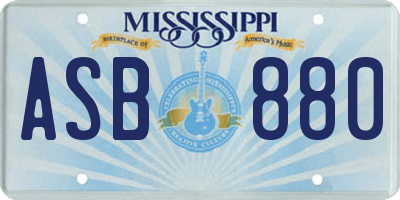 MS license plate ASB880