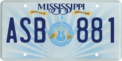 MS license plate ASB881