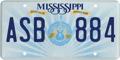 MS license plate ASB884