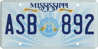MS license plate ASB892