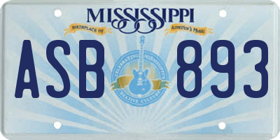 MS license plate ASB893