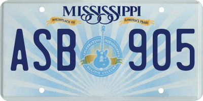 MS license plate ASB905