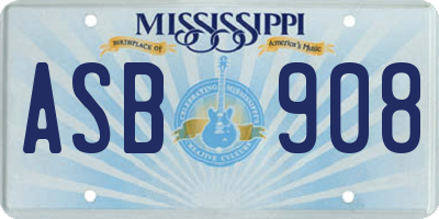 MS license plate ASB908