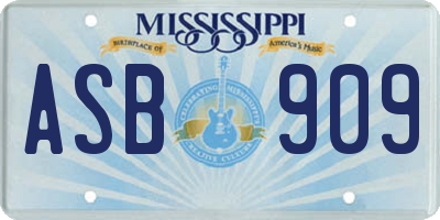 MS license plate ASB909