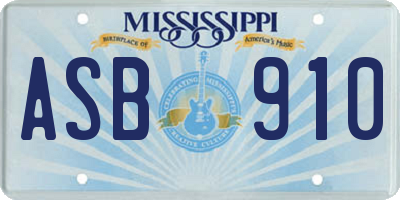 MS license plate ASB910