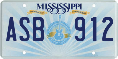 MS license plate ASB912