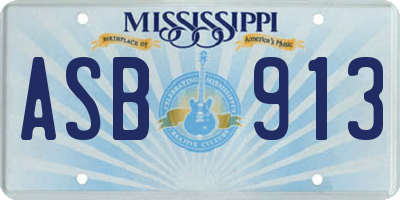 MS license plate ASB913