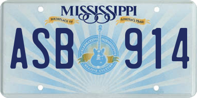 MS license plate ASB914