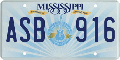 MS license plate ASB916