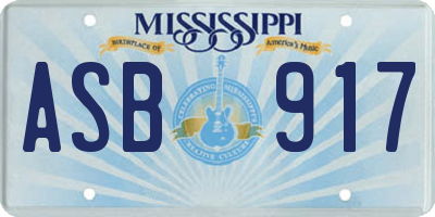 MS license plate ASB917