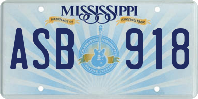 MS license plate ASB918