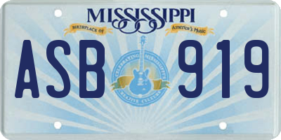 MS license plate ASB919